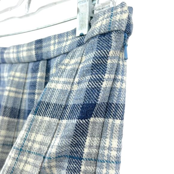 Edinburgh Woollen Mill (8) VINTAGE 70's Blue Tartan Plaid Wool Pleated Skirt - Picture 7 of 9
